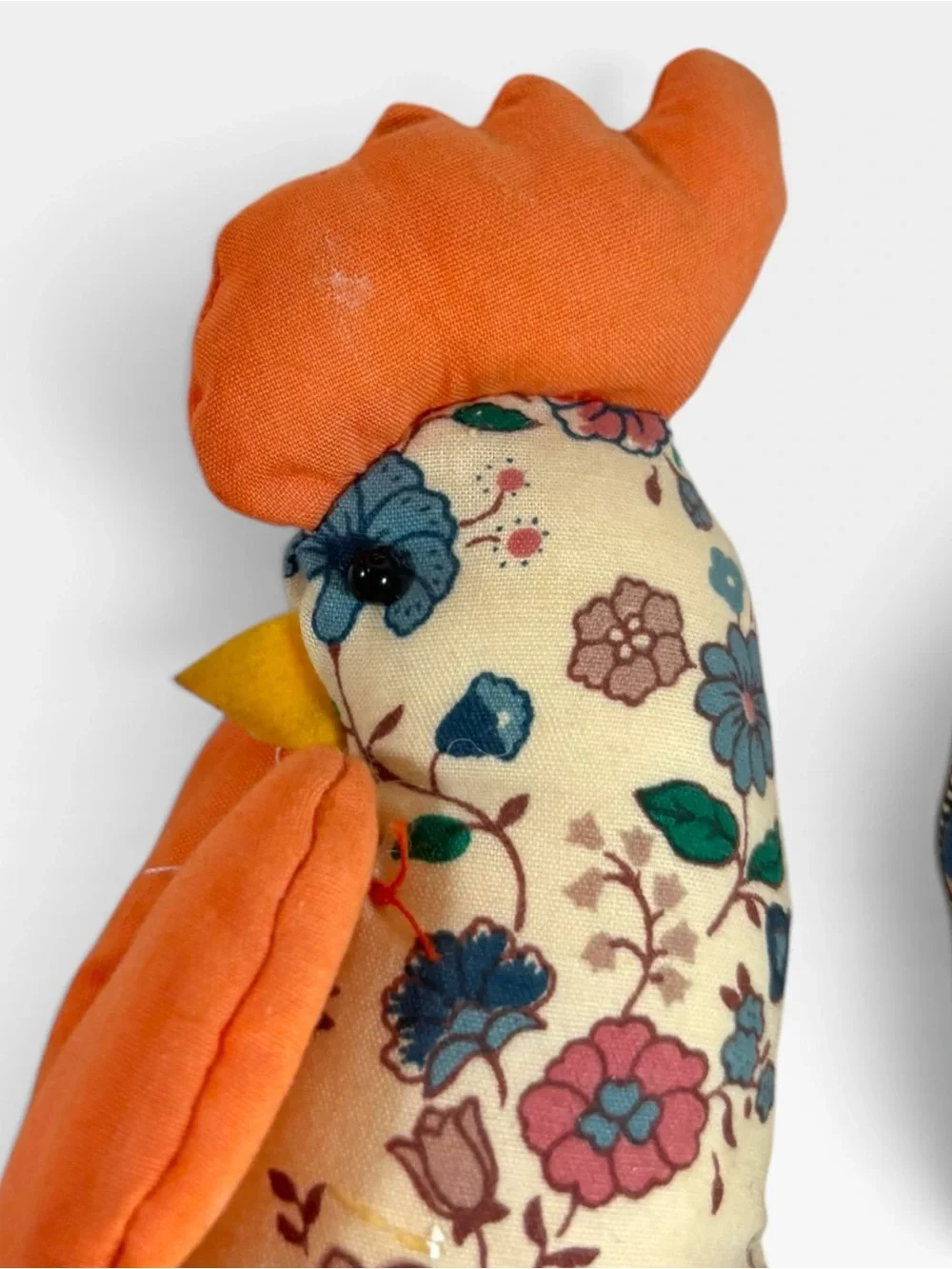 Vintage Quilted Fabric Chicken Rooster Family Set Of 3 Hen Pockets Farmhouse